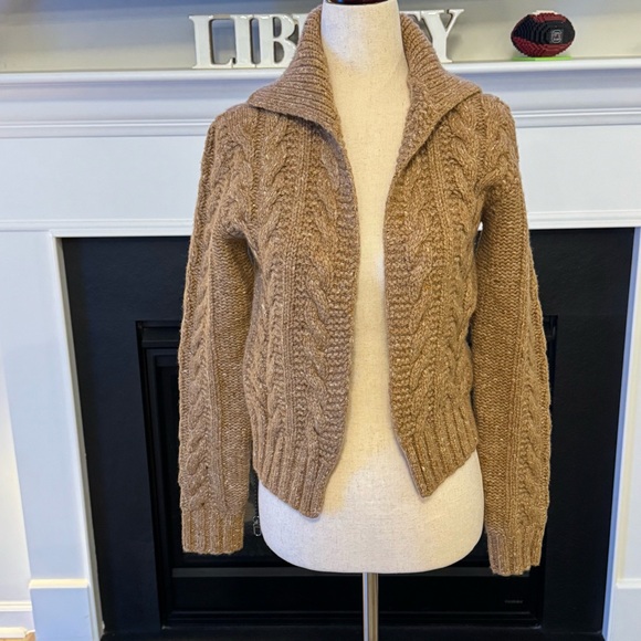 🤎 Strenesse Gabriele Strehle Cable Knit Zip CardiganWool Cashmere Blend